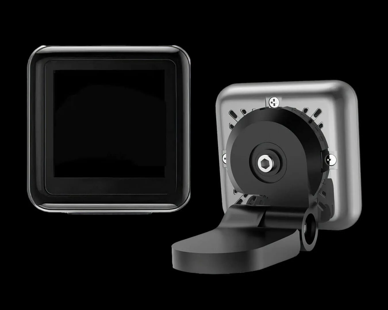 R-Watch in-cab driver alert monitor displaying real-time audio and visual warnings from ADAS, DMS, and BSD systems