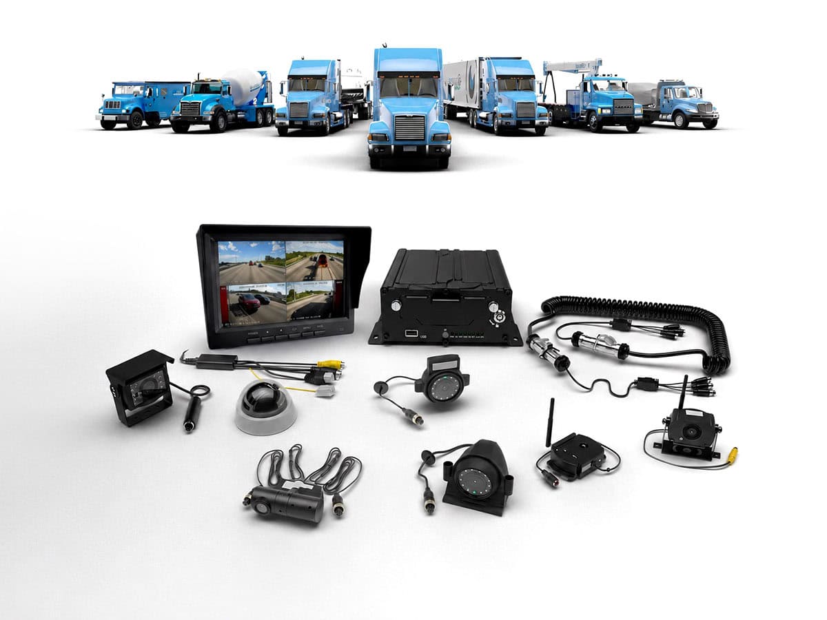 Complete commercial vehicle camera system with cameras, monitor, and MDVR