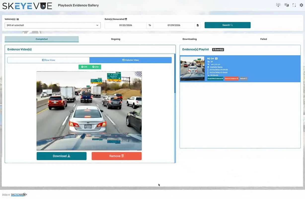 Secure cloud storage of saved dash cam video evidence in the skEYElite fleet video platform
